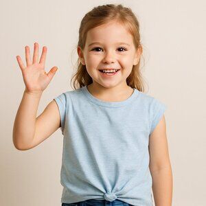 Cat & Jack Knotted Tee Shirt Short Sleeve Baby Blue Size Small 6-6X